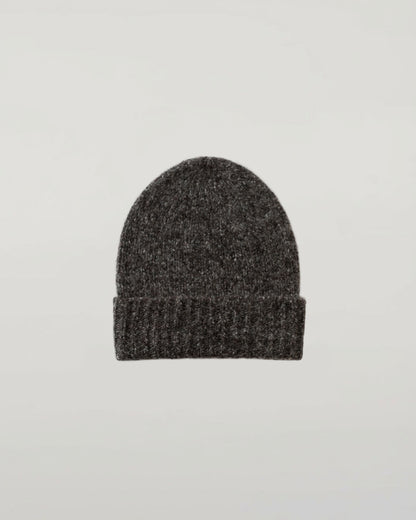 Johnstons of Elgin Knitted Accessories Charcoal Cashmere Bouclé Grey Beanie HBC01084HA7198ONE