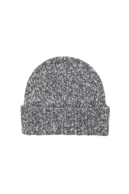 Johnstons of Elgin AW24 Knitted Accessory Grey Marl Wool Cashmere Slub Beanie HBC01085HA4195ONE