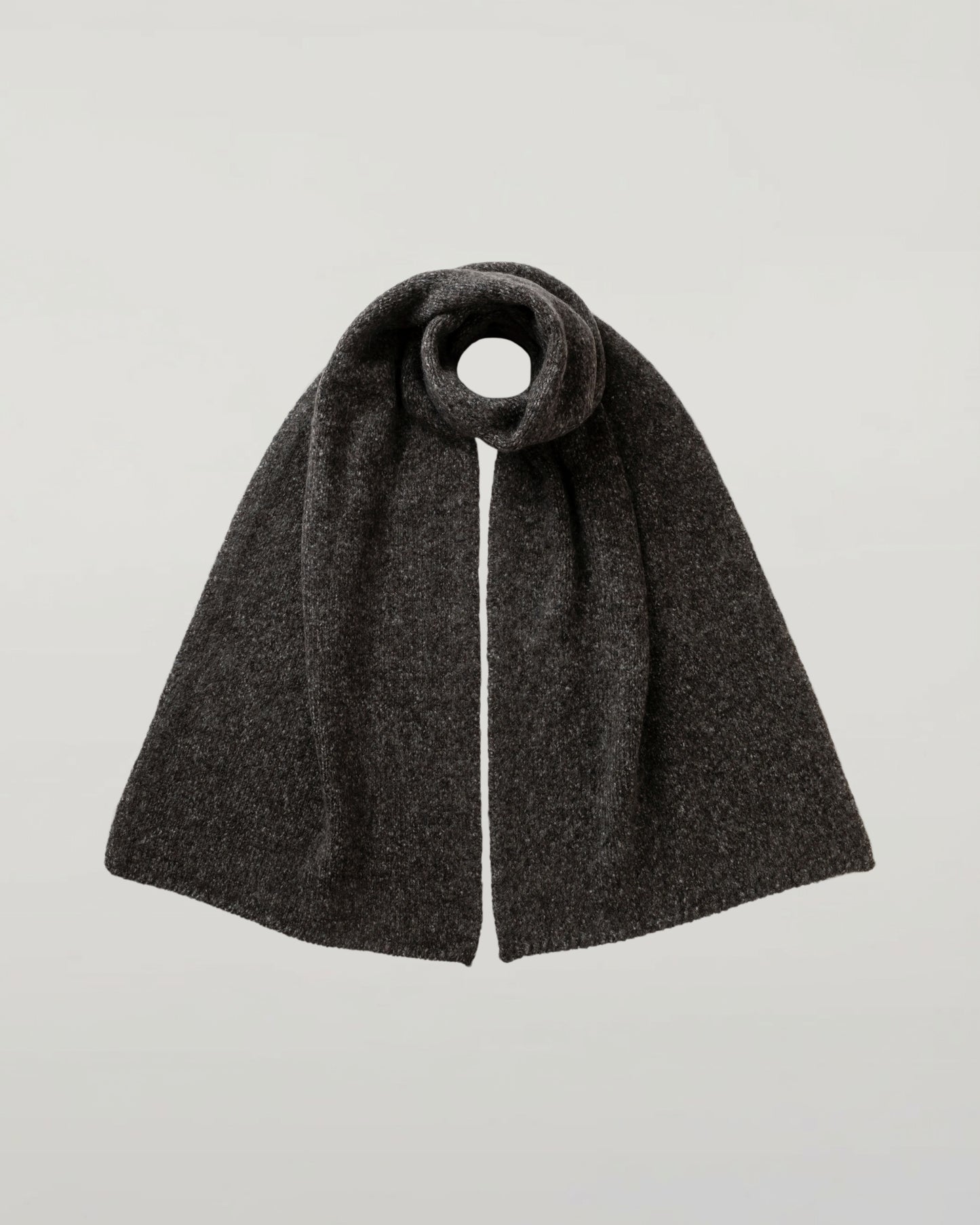 Johnstons of Elgin AW25 Knitted Accessories Charcoal Cashmere Bouclé Grey Scarf HBC01129HA7198ONE