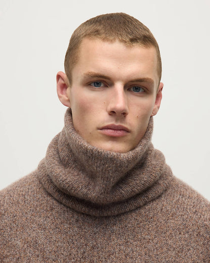 Johnstons of Elgin AW25 Knitted Accessories Molasses Mix Cashmere Bouclé Brown Snood HBC01130HB4415ONE