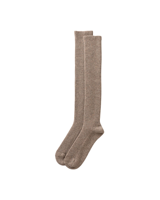Johnstons of Elgin AW25 Knitted Accessories Ash Cashmere Knee High Brown Socks HBE01128HB4334ONE