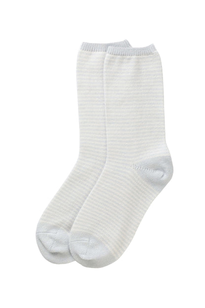 Johnstons of Elgin AW24 Knitted Accessory Ice Blue & Luna Women's Stripy Cashmere Socks HBG00368Q24574ONE