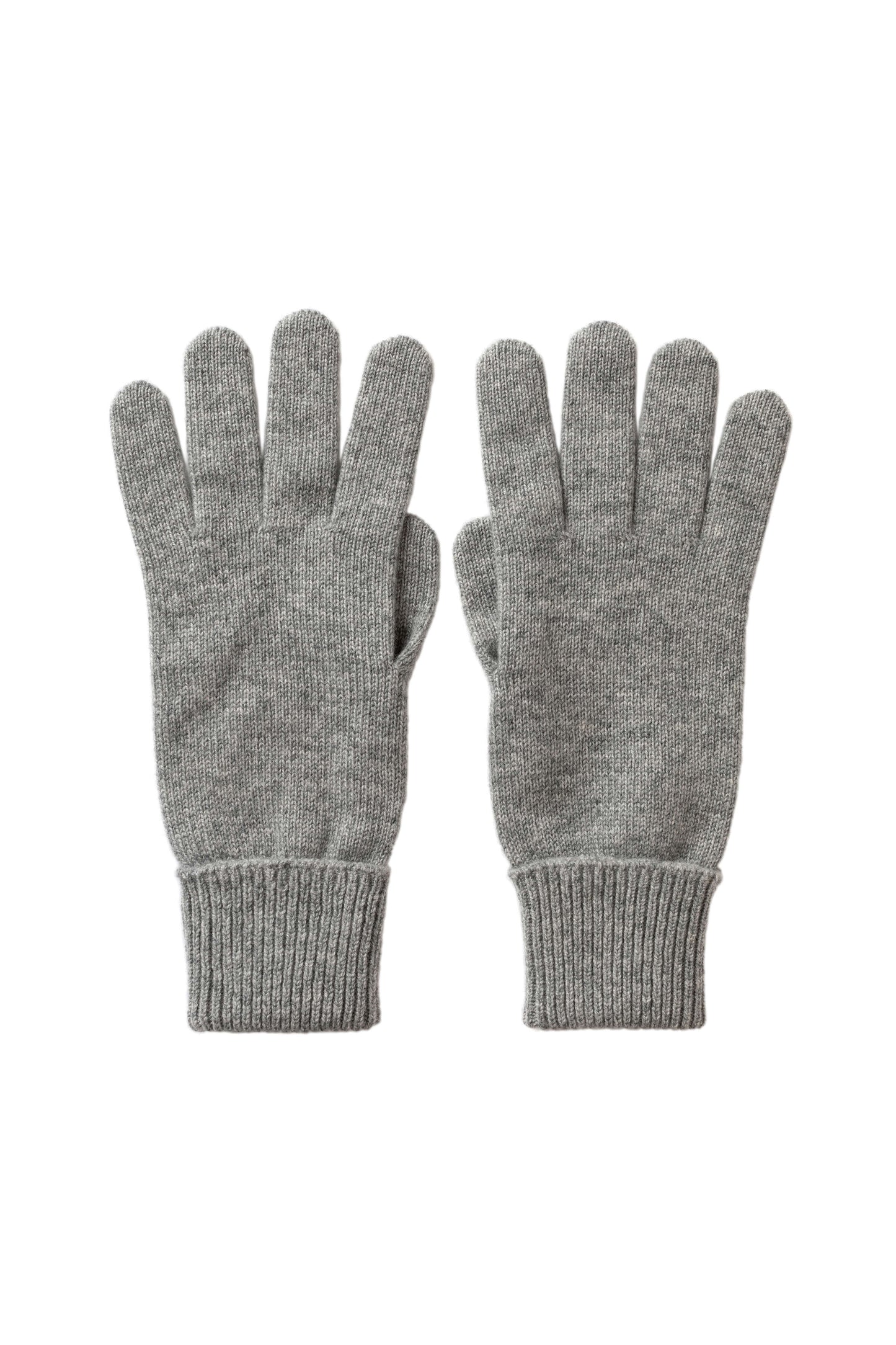 Johnstons of Elgin AW25 Knitted Accessories Light Grey Grey Cashmere Gloves with Turnback Cuffs HBJ03523HA0308ONE