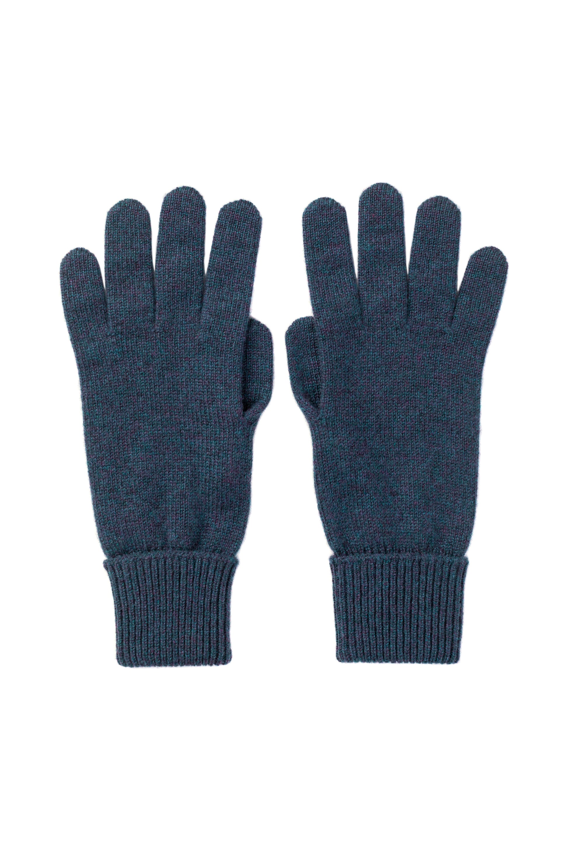 Johnstons of Elgin AW25 Knitted Accessories Heather Navy Cashmere Gloves with Turnback Cuffs HBJ03523HD7321ONE