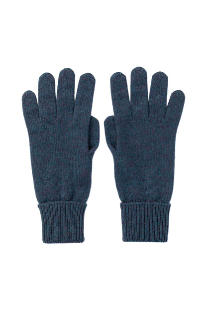 Johnstons of Elgin AW25 Knitted Accessories Heather Navy Cashmere Gloves with Turnback Cuffs HBJ03523HD7321ONE