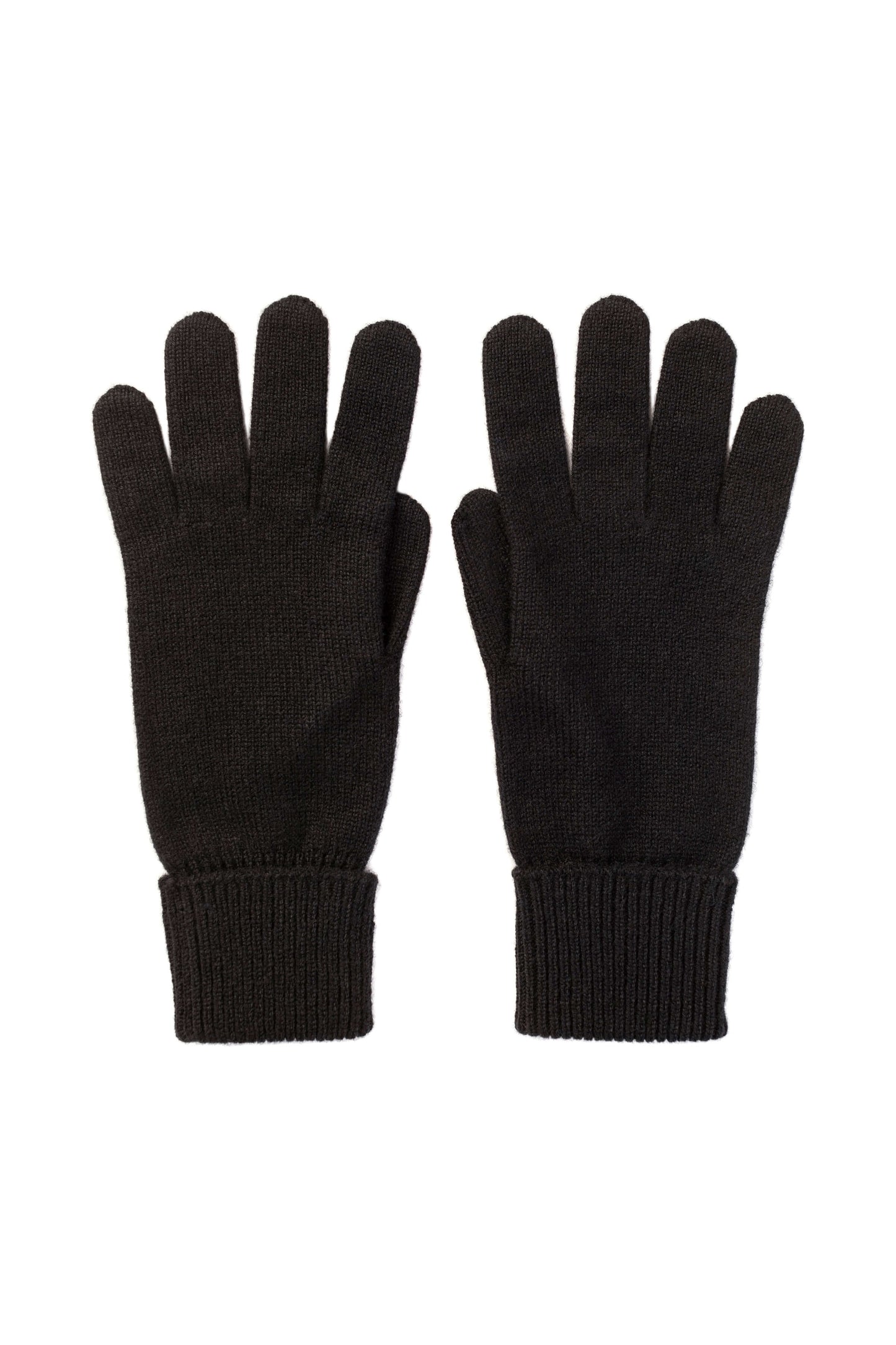 Johnstons of Elgin AW25 Knitted Accessories Black Cashmere Gloves with Turnback Cuffs HBJ03523SA7210ONE