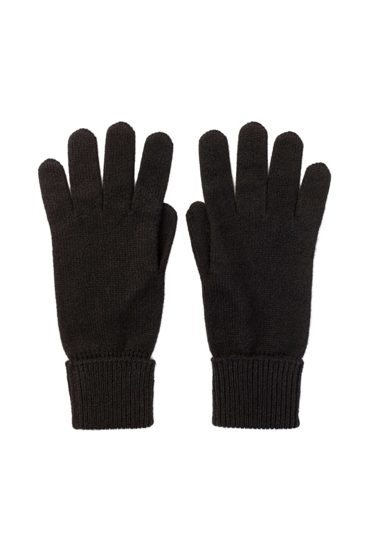 Johnstons of Elgin AW25 Knitted Accessories Black Cashmere Gloves with Turnback Cuffs HBJ03523SA7210ONE