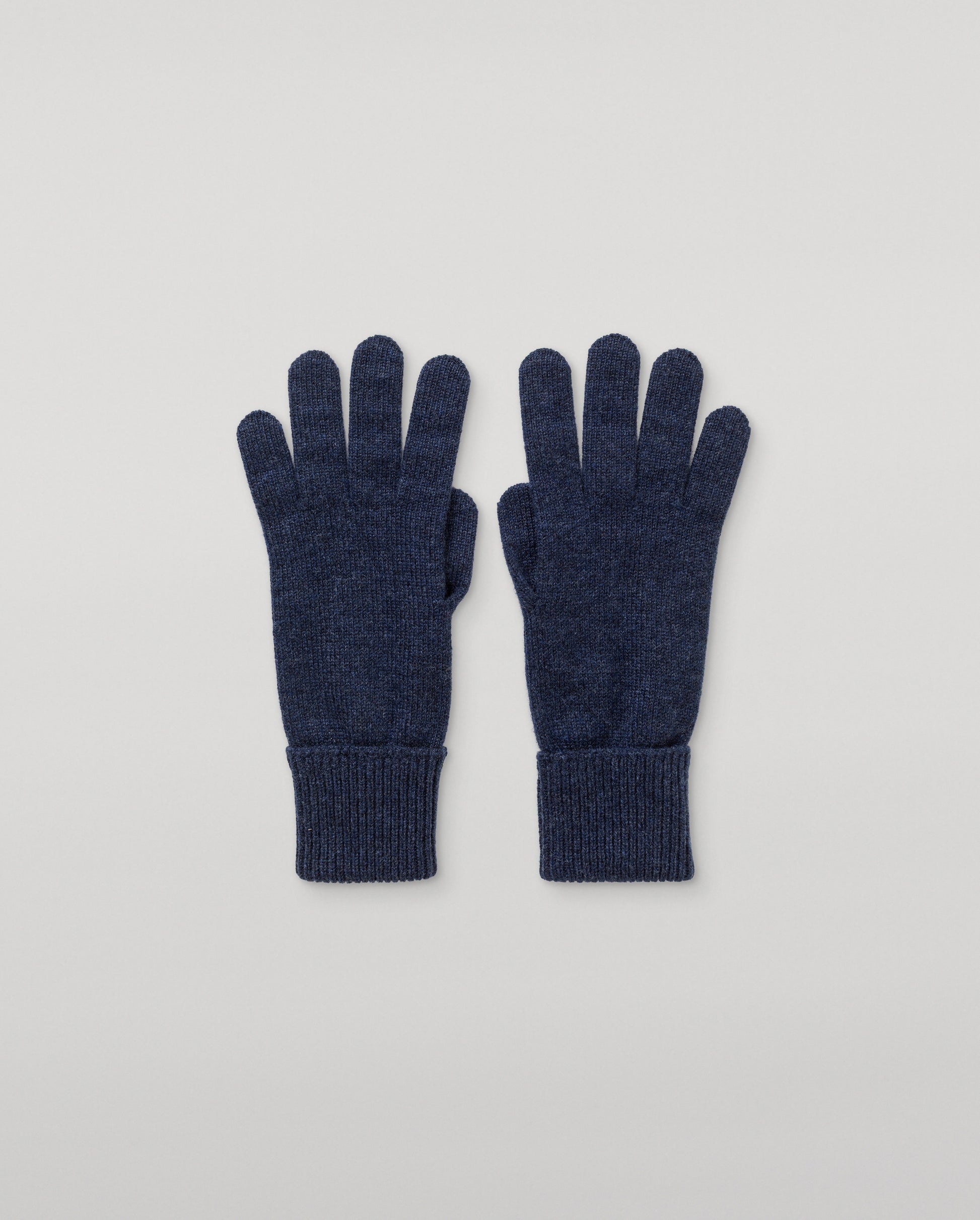 Kaschmirhandschuhe für Damen in Marineblau mit Umschlagbündchen
