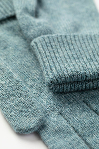 Johnstons of Elgin AW25 Knitted Accessories Seascape Green Cashmere Gloves with Turnback Cuffs HBJ03523HC0038ONE