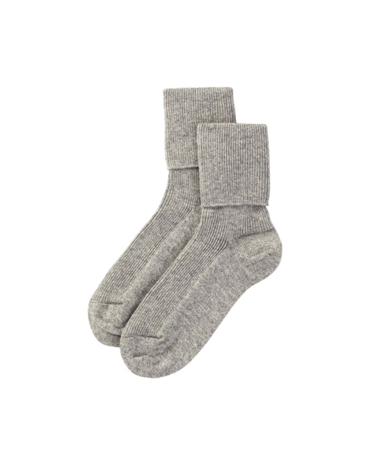 Johnstons of Elgin Knitted Accessories Light Grey Women's Grey Cashmere Socks HBN00007HA0308ONE