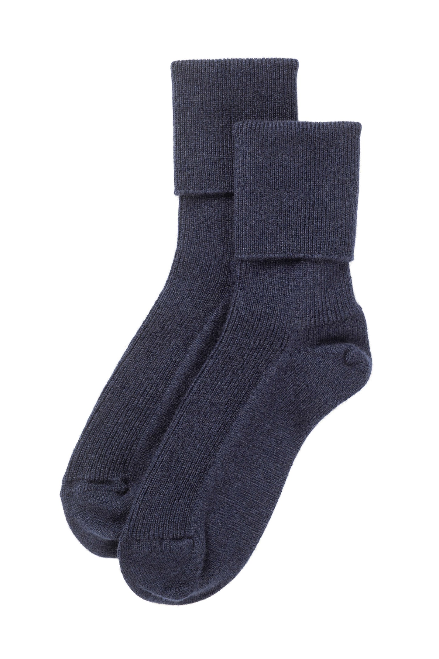Johnstons of Elgin’s Navy blue Women's Cashmere Socks on a white background HBN00007SD0707
