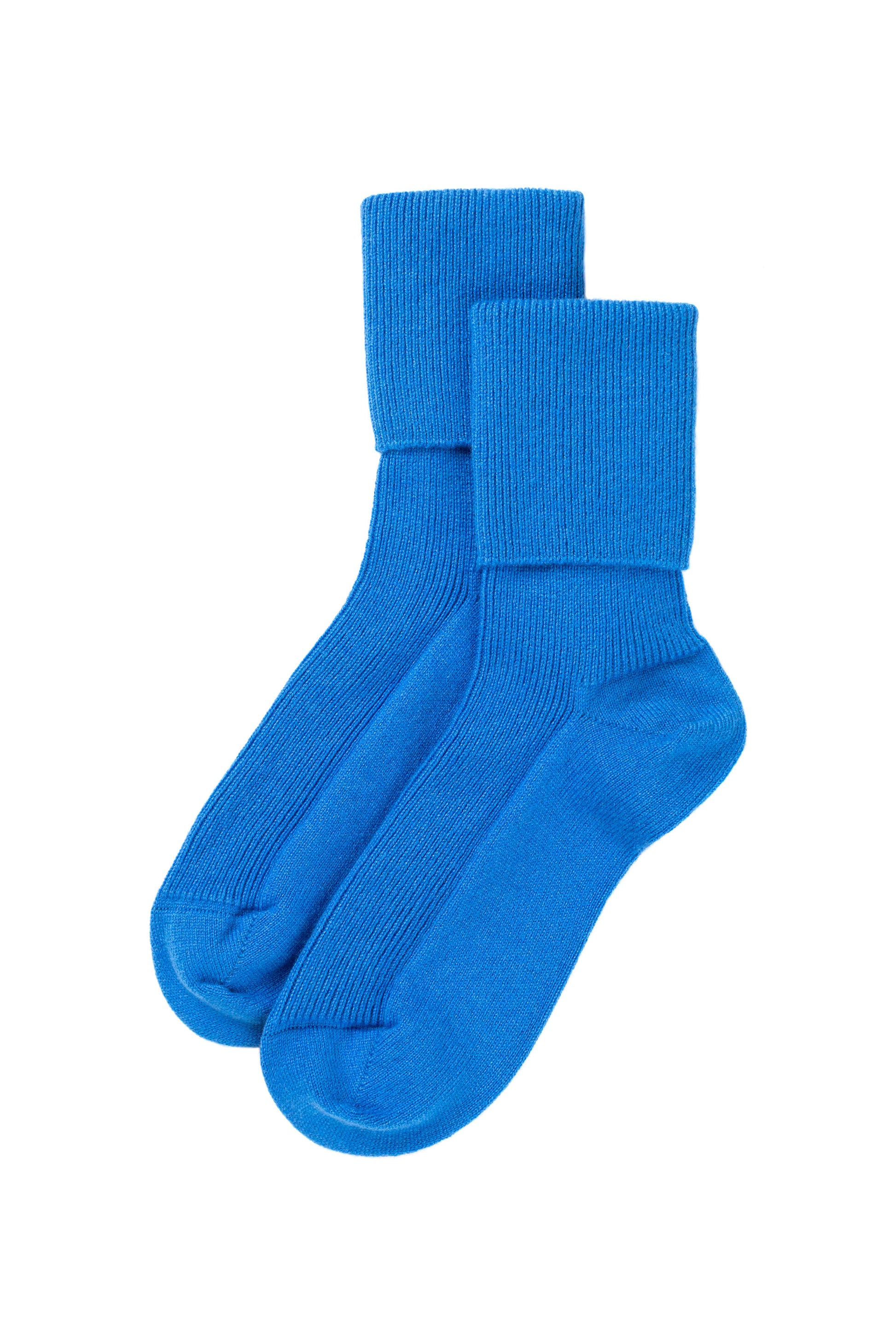 Johnstons of Elgin’s Orkney Blue Women's Cashmere Socks on a white background HBN00007SD4991