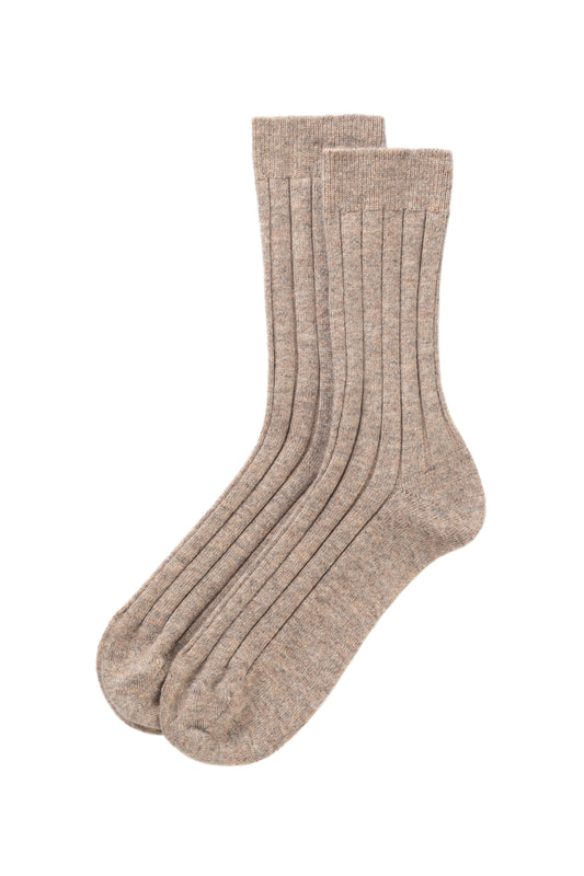 Johnstons of Elgin AW24 Knitted Accessory Ash Men's Cashmere Ribbed Socks HBN01009HB4334