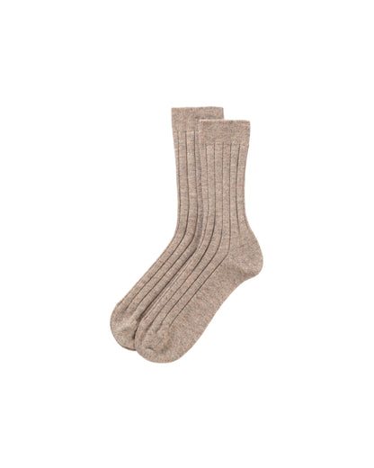 Johnstons of Elgin pair of beige cashmere socks on a white background 2025GIFTSET2