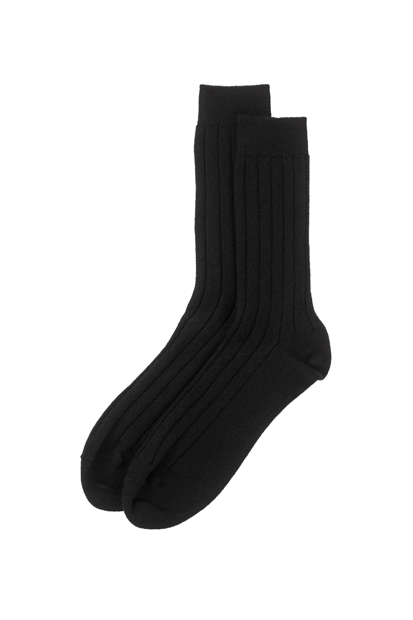 Johnstons of Elgin AW24 Knitted Accessory Black Men's Cashmere Ribbed Socks HBN01009SA090042