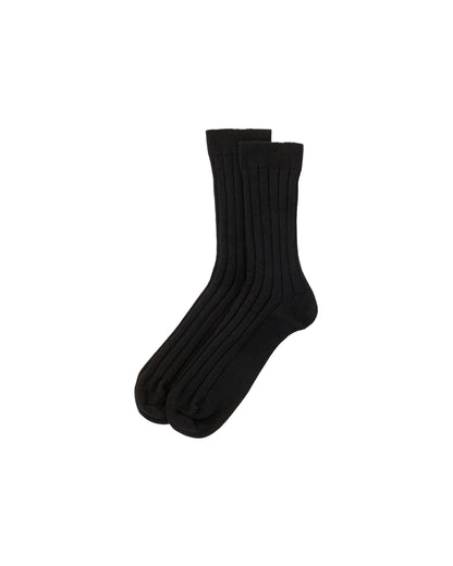 Johnstons of Elgin pair of black cashmere socks on a white background 2025GIFTSET2