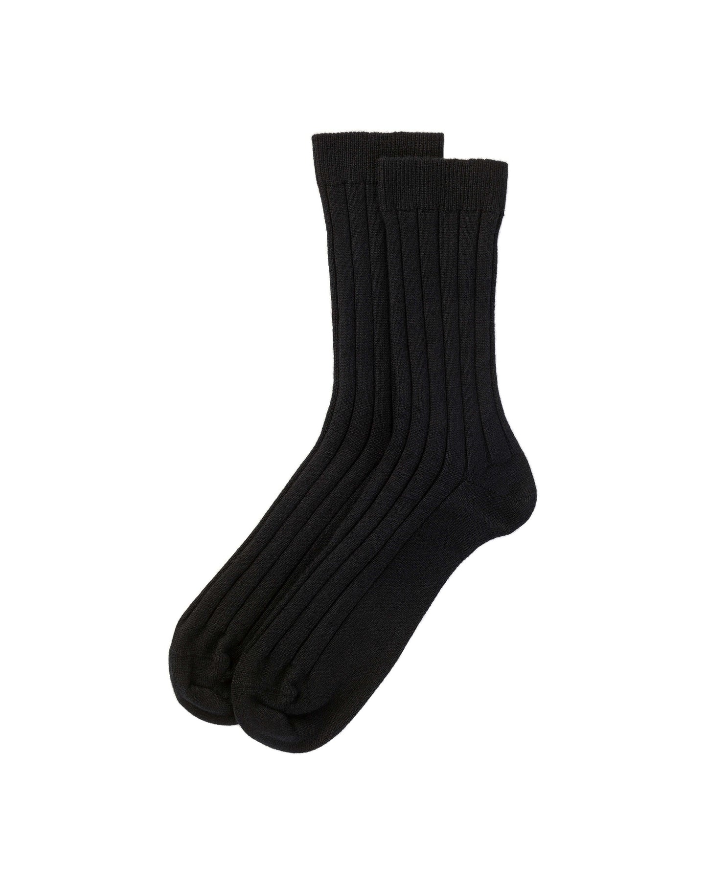Johnstons of Elgin AW24 Knitted Accessory Black Men's Cashmere Ribbed Socks HBN01009SA090042