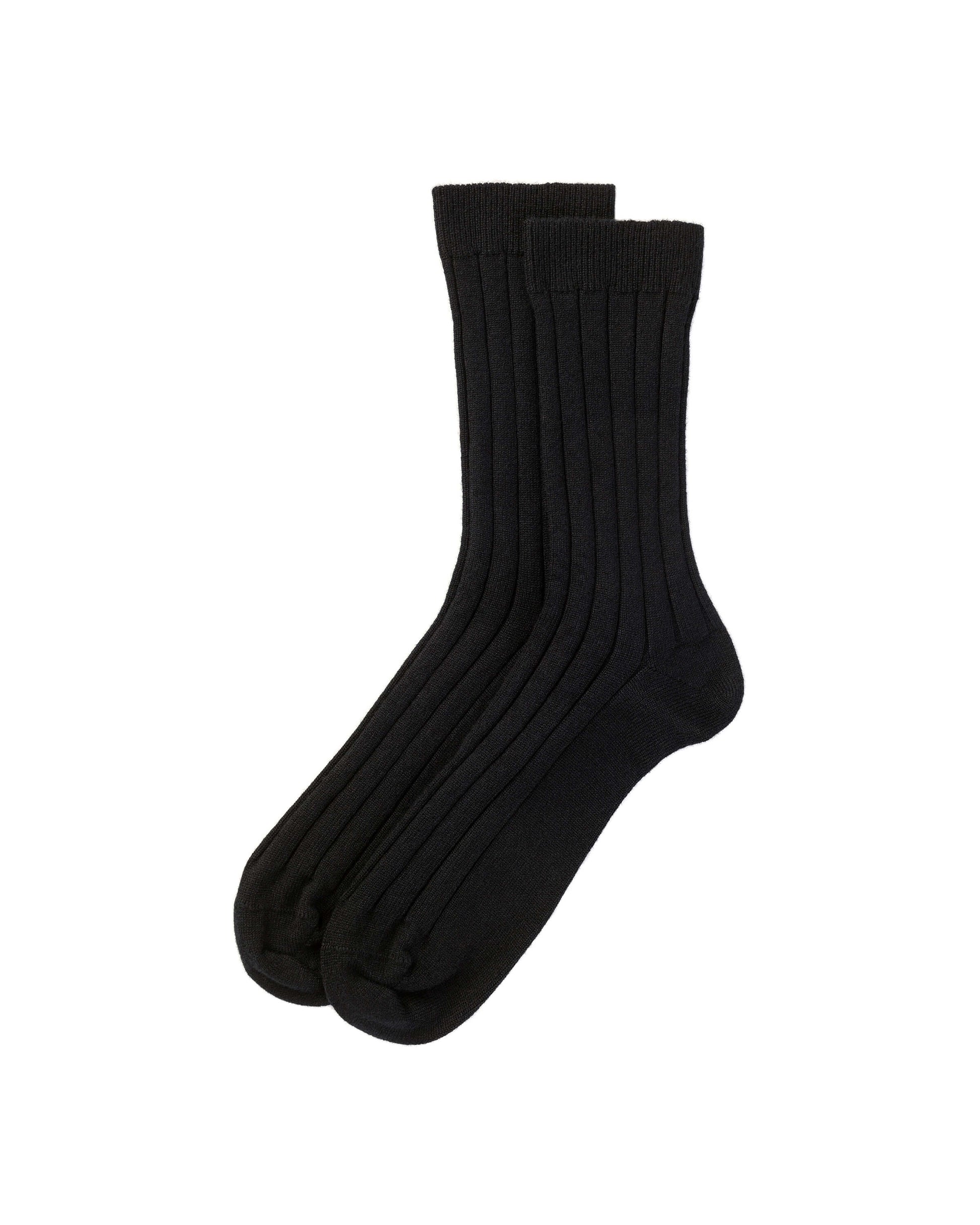Johnstons of Elgin AW24 Knitted Accessory Black Men's Cashmere Ribbed Socks HBN01009SA090042