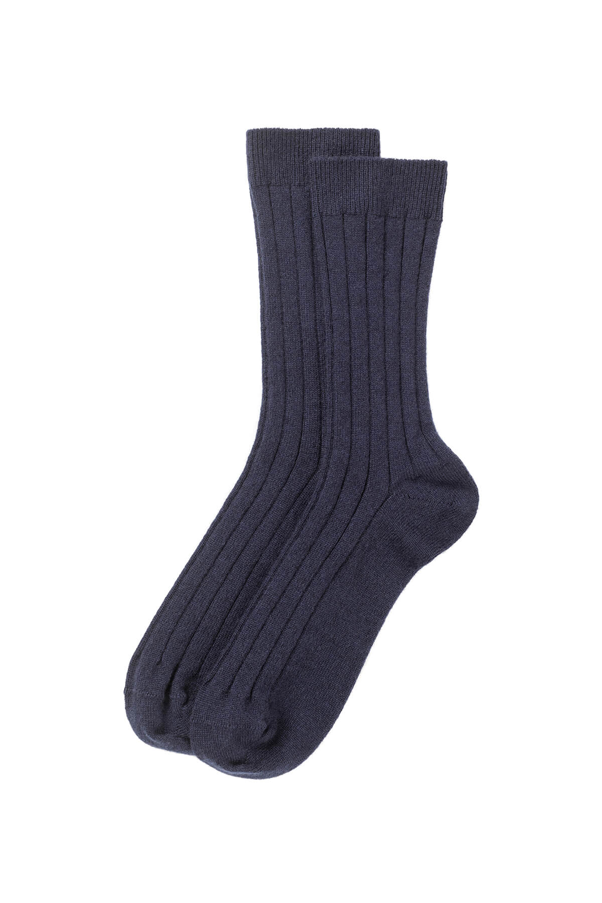 Johnstons of Elgin's Navy Men's Cashmere Ribbed Socks 365GIFTSET2E