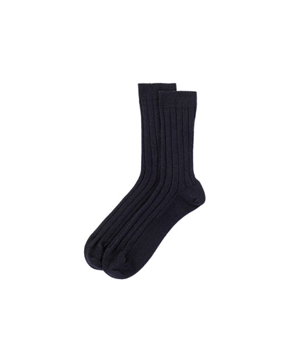 Johnstons of Elgin pair of black cashmere socks on a white background 2025GIFTSET2