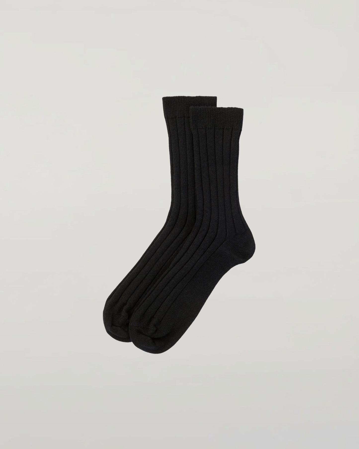 Johnstons of Elgin Knitted Accessory Black Men's Cashmere Ribbed Socks HBN01009SA090042