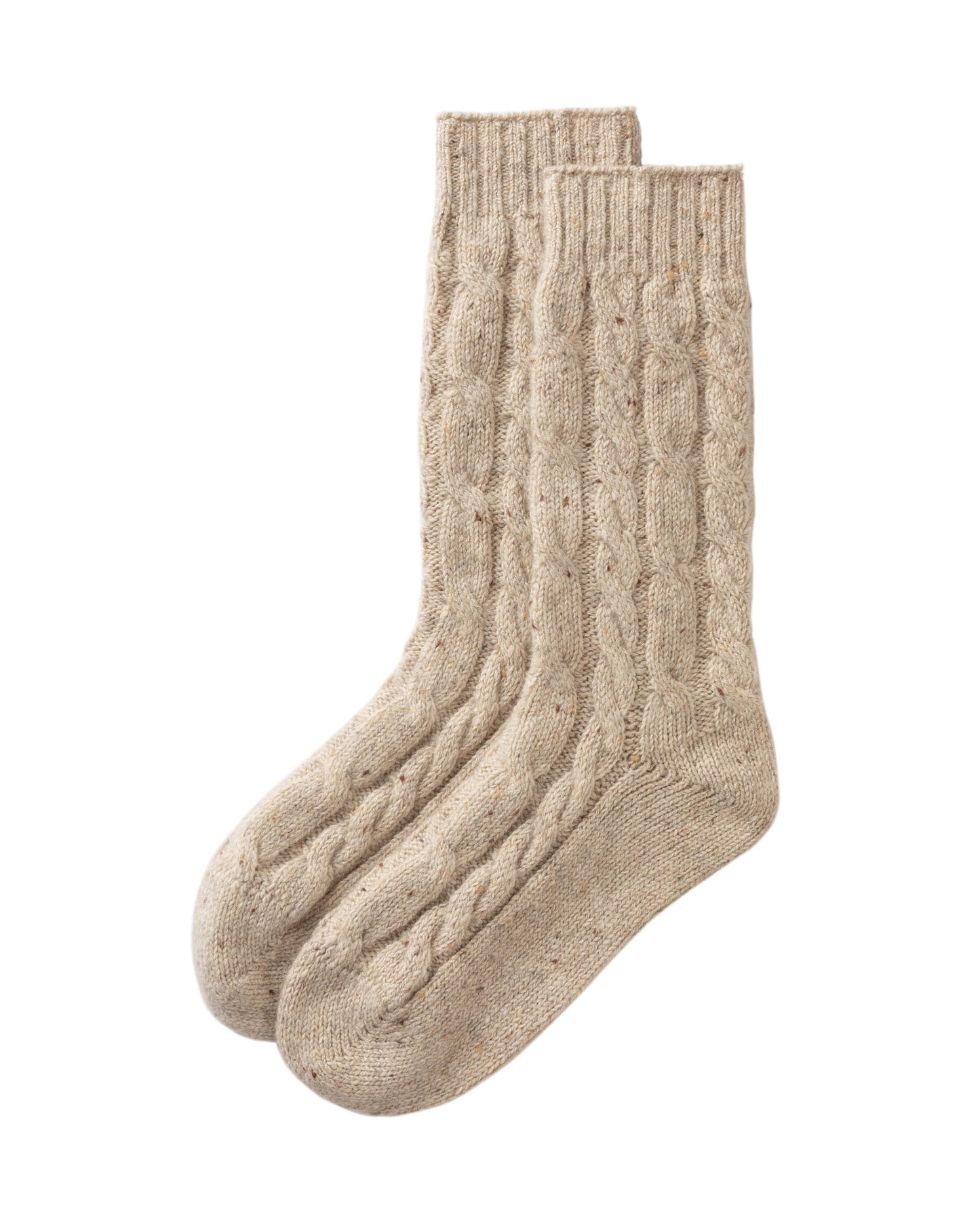 Johnstons of Elgin AW25 Knitted Accessories Cream Dun Cashmere Donegal Cable Cream Socks HBY01023006334ONE