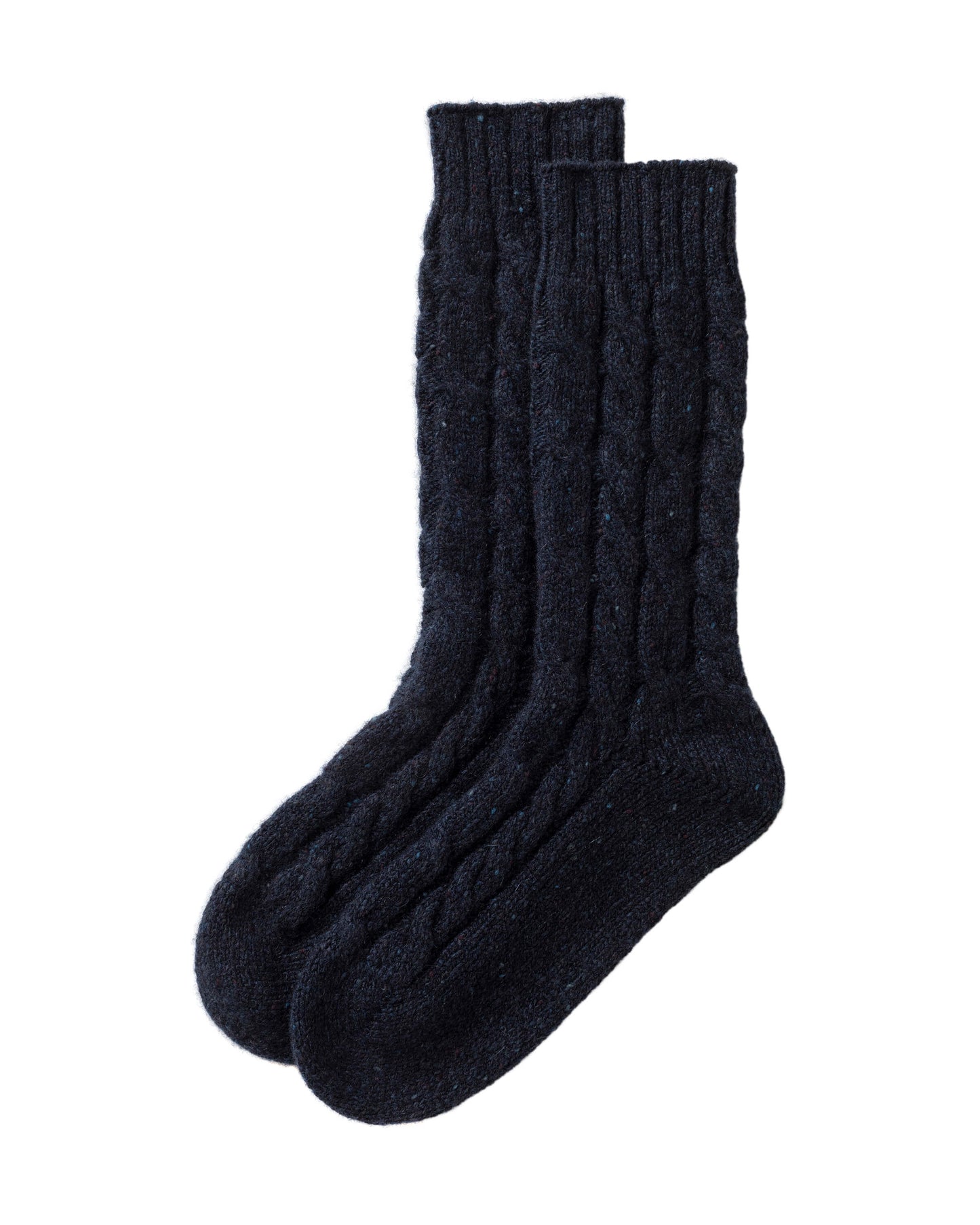 Johnstons of Elgin AW25 Knitted Accessories Dark Navy Cashmere Donegal Cable Navy Socks HBY01023006361ONE
