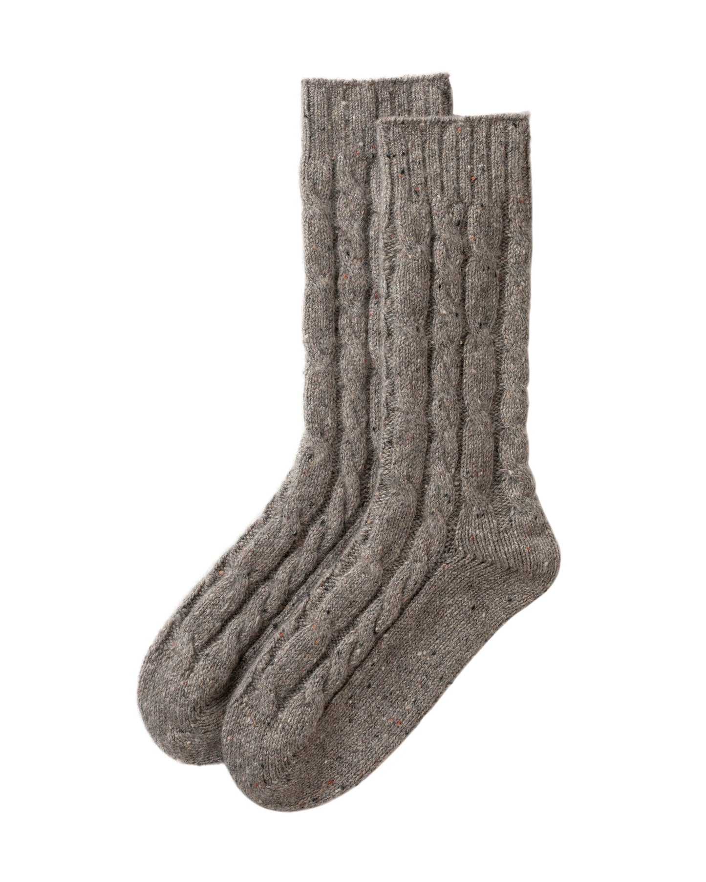 Johnstons of Elgin AW25 Knitted Accessories Peregrine Cashmere Donegal Cable Grey Socks HBY01023006335ONE