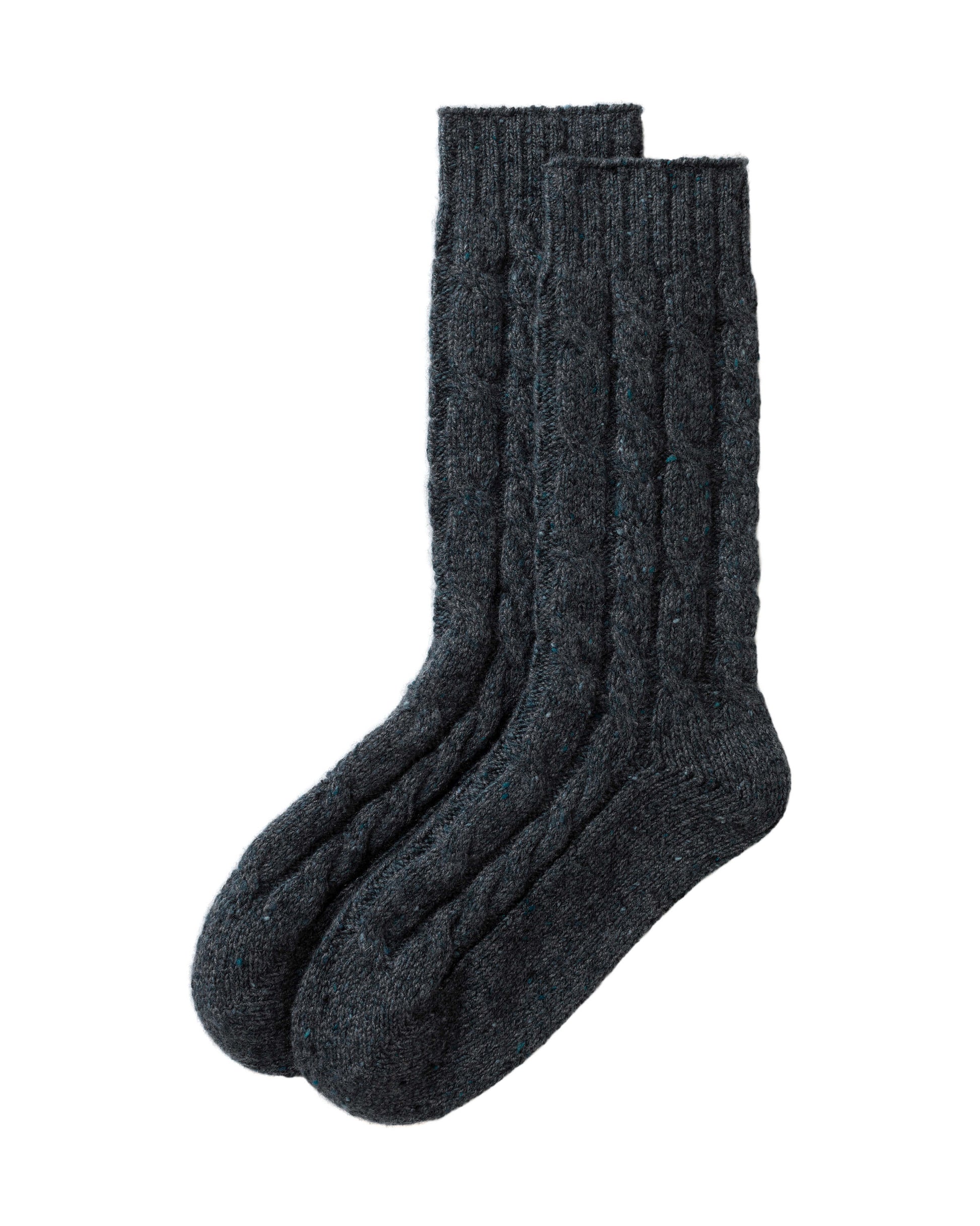 Johnstons of Elgin AW25 Knitted Accessories Storm Blue Cashmere Donegal Cable Navy Socks HBY01023006336ONE