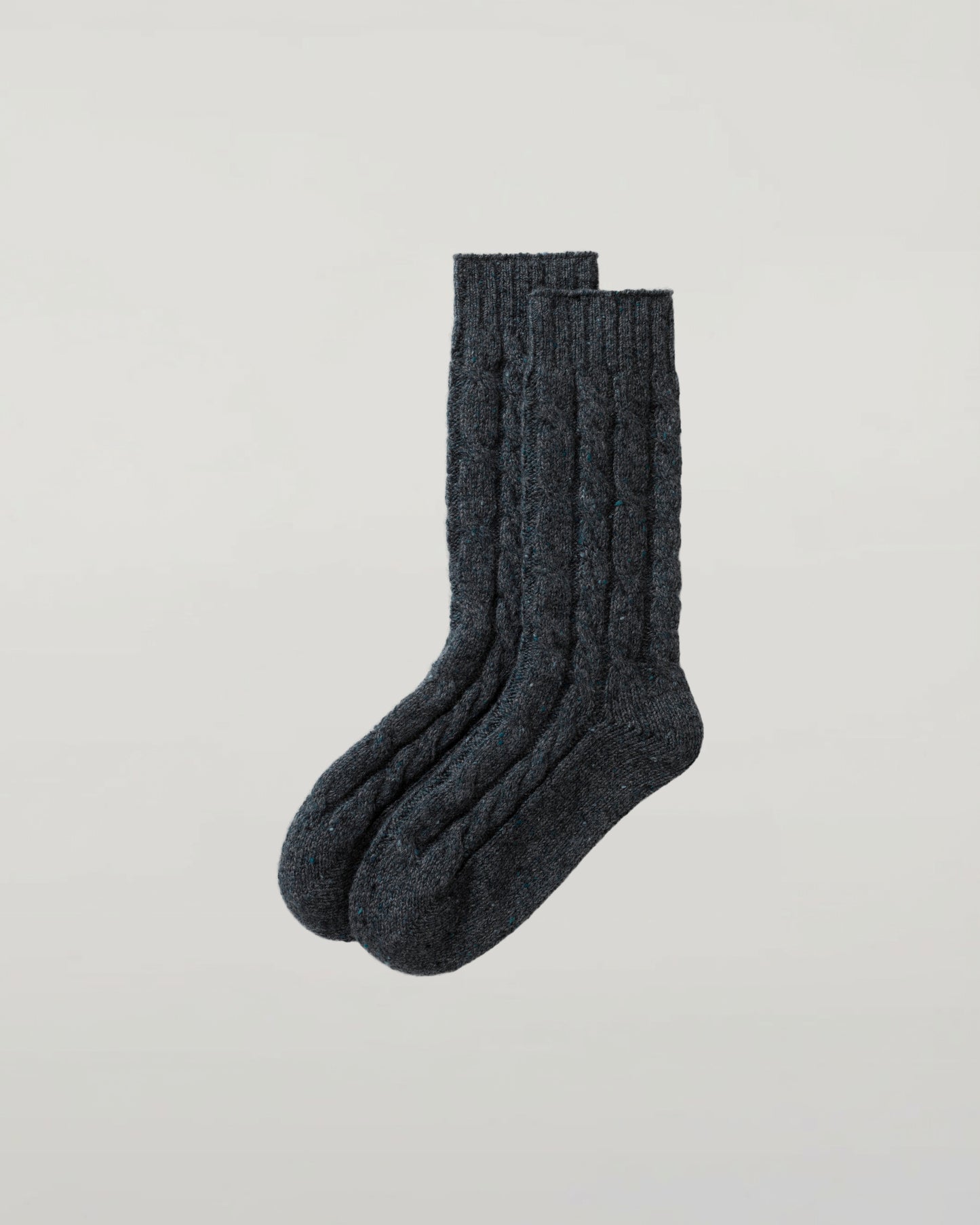 Johnstons of Elgin Knitted Accessories Storm Blue Cashmere Donegal Cable Navy Socks HBY01023006336ONE