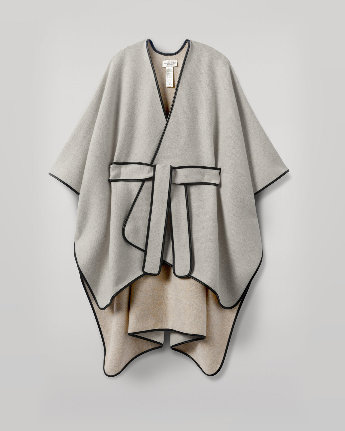 Johnstons of Elgin AW25 Woven Accessories Ecru & Oatmeal Belted Cashmere Cape TB000696RU7544ONE
