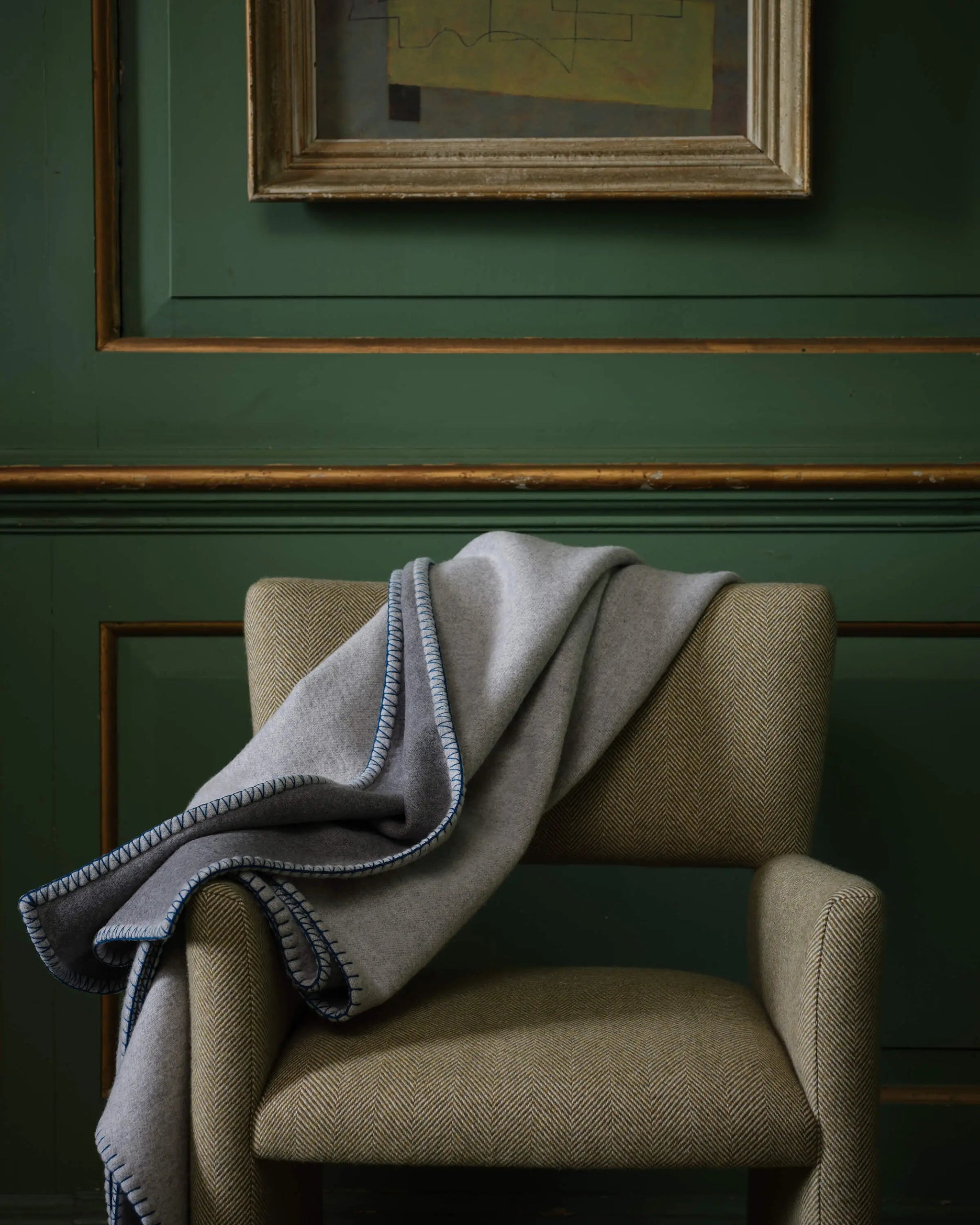 Reversible Blanket Stitched Throw Silver