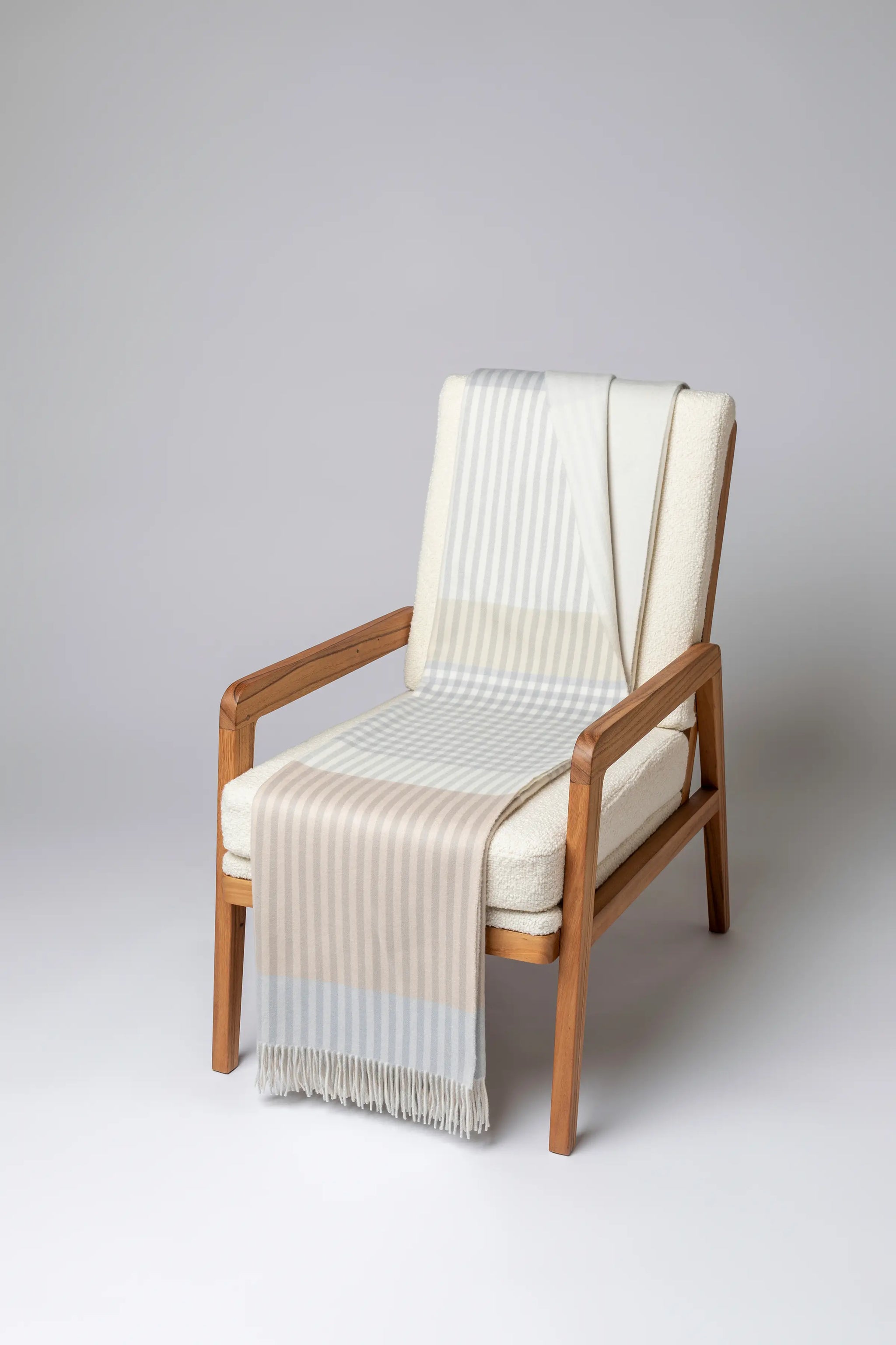 Check Reversible Cashmere Throw Heron