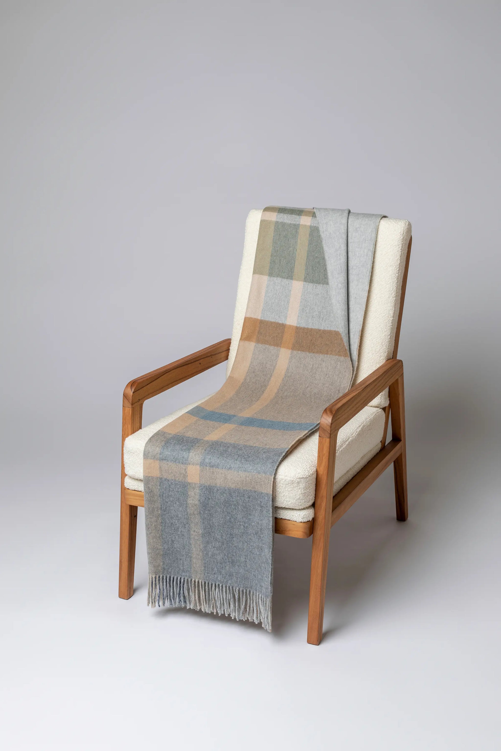 Check Reversible Cashmere Throw Birch