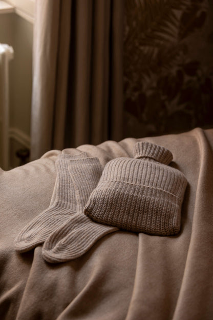 Johnstons of Elgin Cashmere Natural Hot Water Bottle Gift Set AW24GIFTSET4C AW24GIFTSET4C