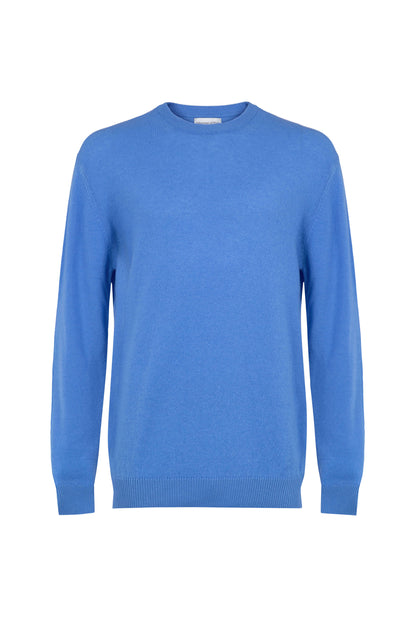 Johnstons of Elgin SS24 Unisex Knitwear Skye Blue Unisex Classic Cashmere Round Neck KAA04924SD4950