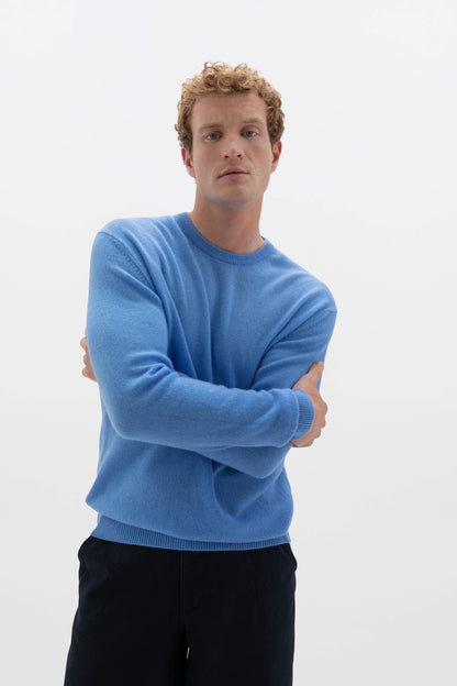 Johnstons of Elgin SS24 Unisex Knitwear Skye Blue Unisex Classic Cashmere Round Neck KAA04924SD4950