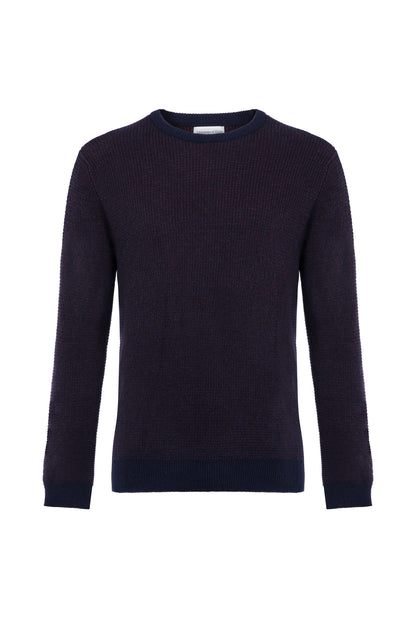 Johnstons of Elgin SS24 Men's Knitwear Malt Brown Marl Textured Waffle Rib Cashmere Jumper KAA05042Q24457