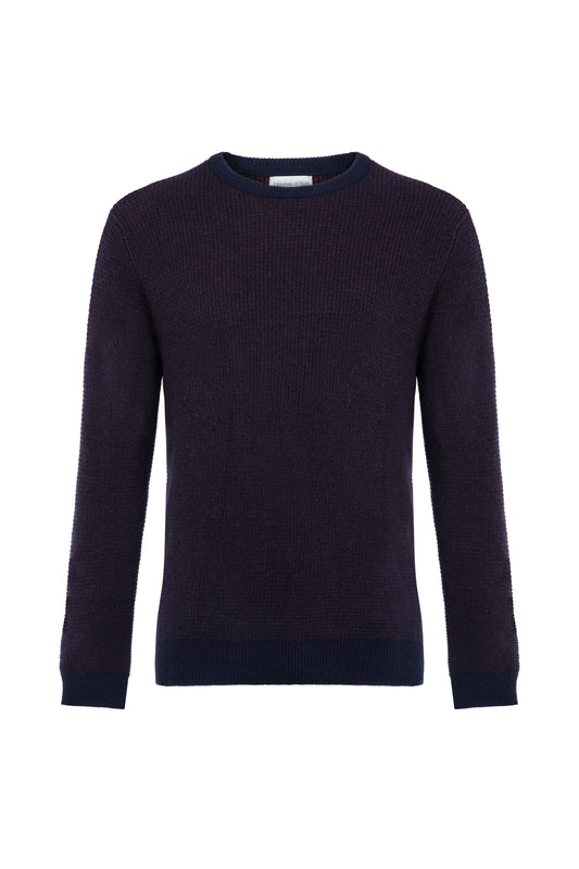 Johnstons of Elgin SS24 Men's Knitwear Malt Brown Marl Textured Waffle Rib Cashmere Jumper KAA05042Q24457