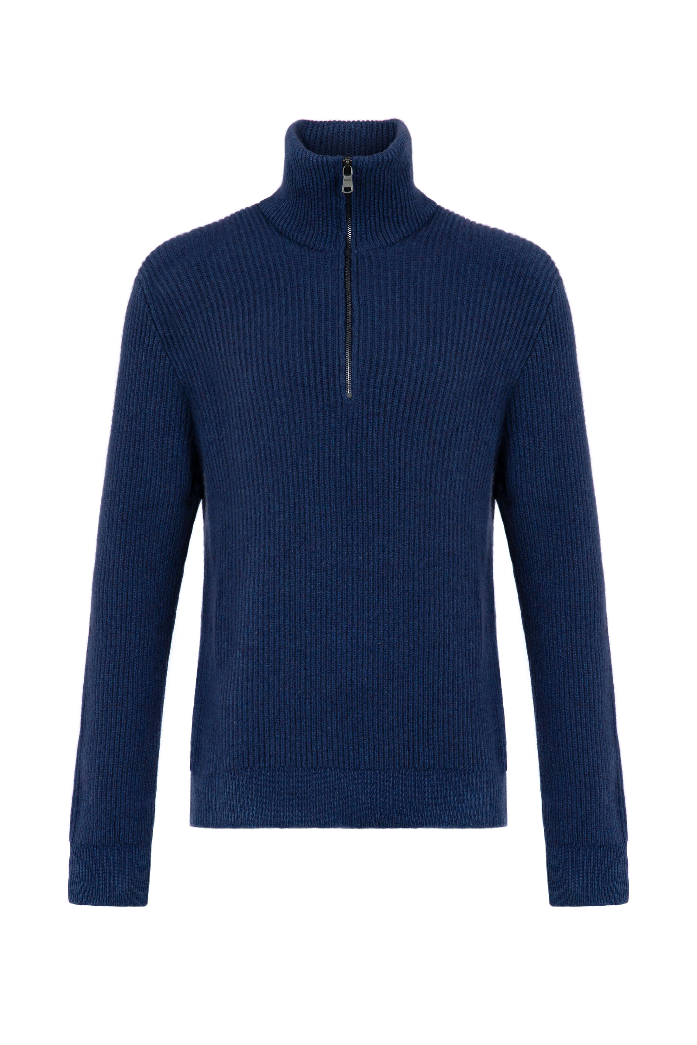 Men's Blue Ribbed Zip Turtle Neck Jumper – Johnstons of Elgin