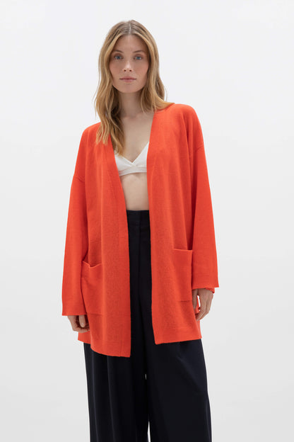 Johnstons of Elgin SS24 Women's Knitwear Coral Gauzy Cashmere Kimono Cardigan KAA05207SG4262