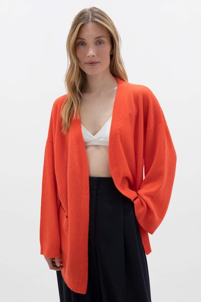 Johnstons of Elgin SS24 Women's Knitwear Coral Gauzy Cashmere Kimono Cardigan KAA05207SG4262