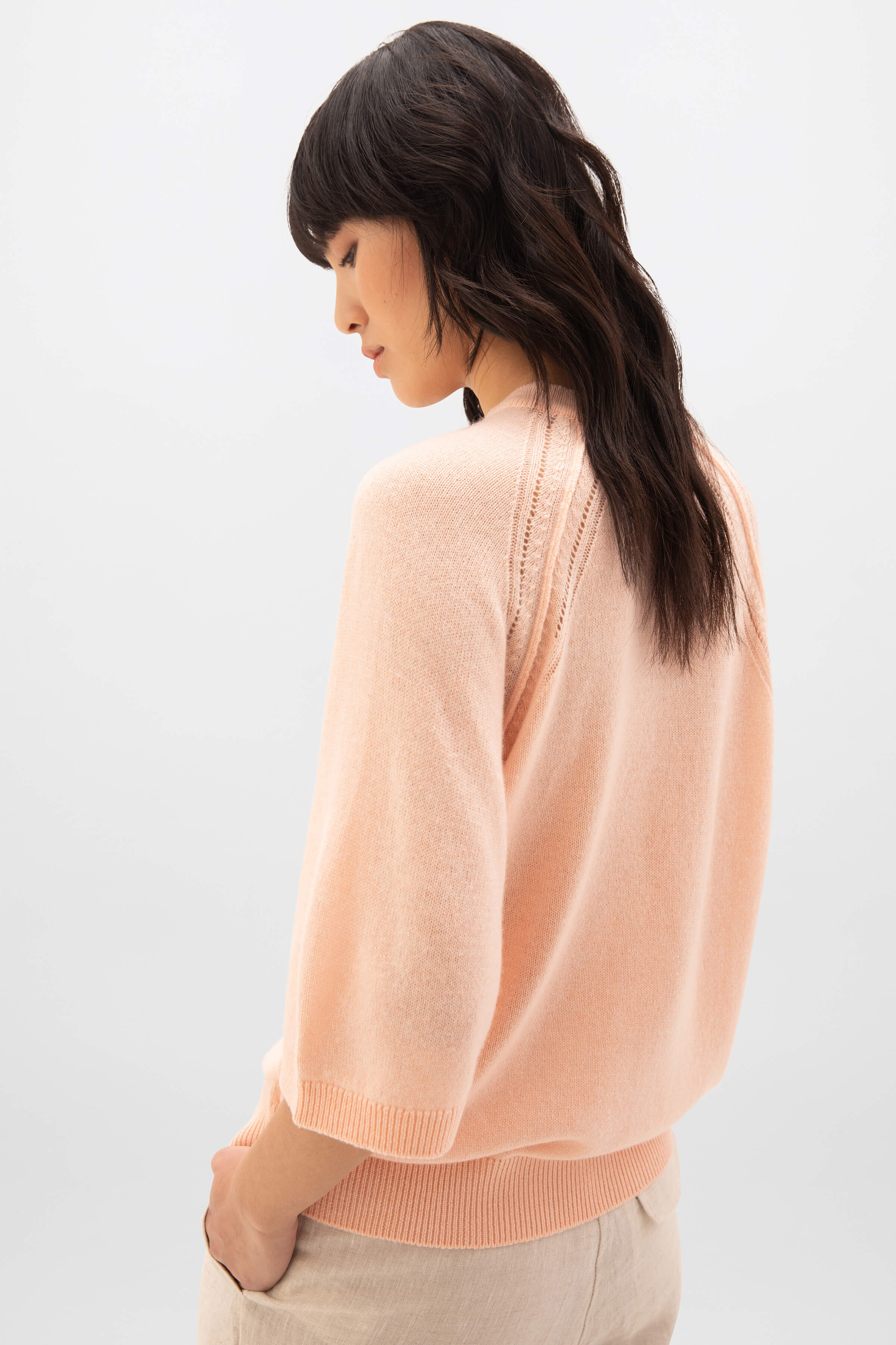 Gauzy Cashmere Sweater with Half Sleeve