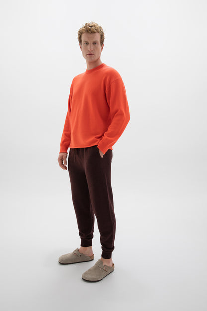 Johnstons of Elgin SS24 Men's Knitwear Firethorn Orange Cashmere Drop Shoulder Jumper KAA05222SG4406