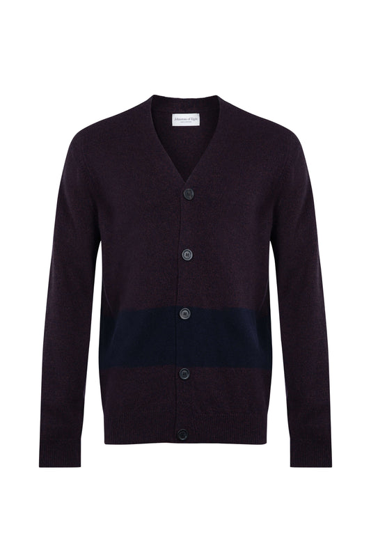 Johnstons of Elgin SS24 Unisex Knitwear Malt Brown Marl Unisex Colour Block Cashmere Cardigan KAA05223Q24303