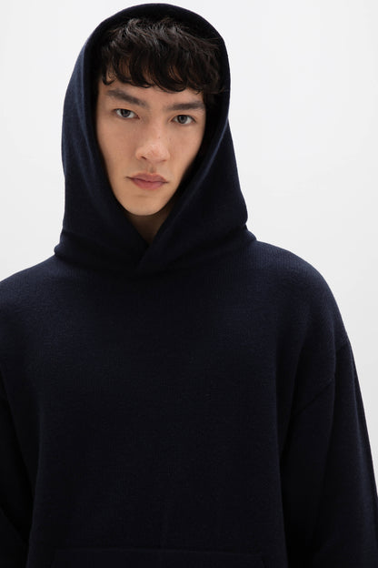 Johnstons of Elgin AW24 Unisex Knitwear Dark Navy Unisex Cashmere Hoodie KAA05271SD7286