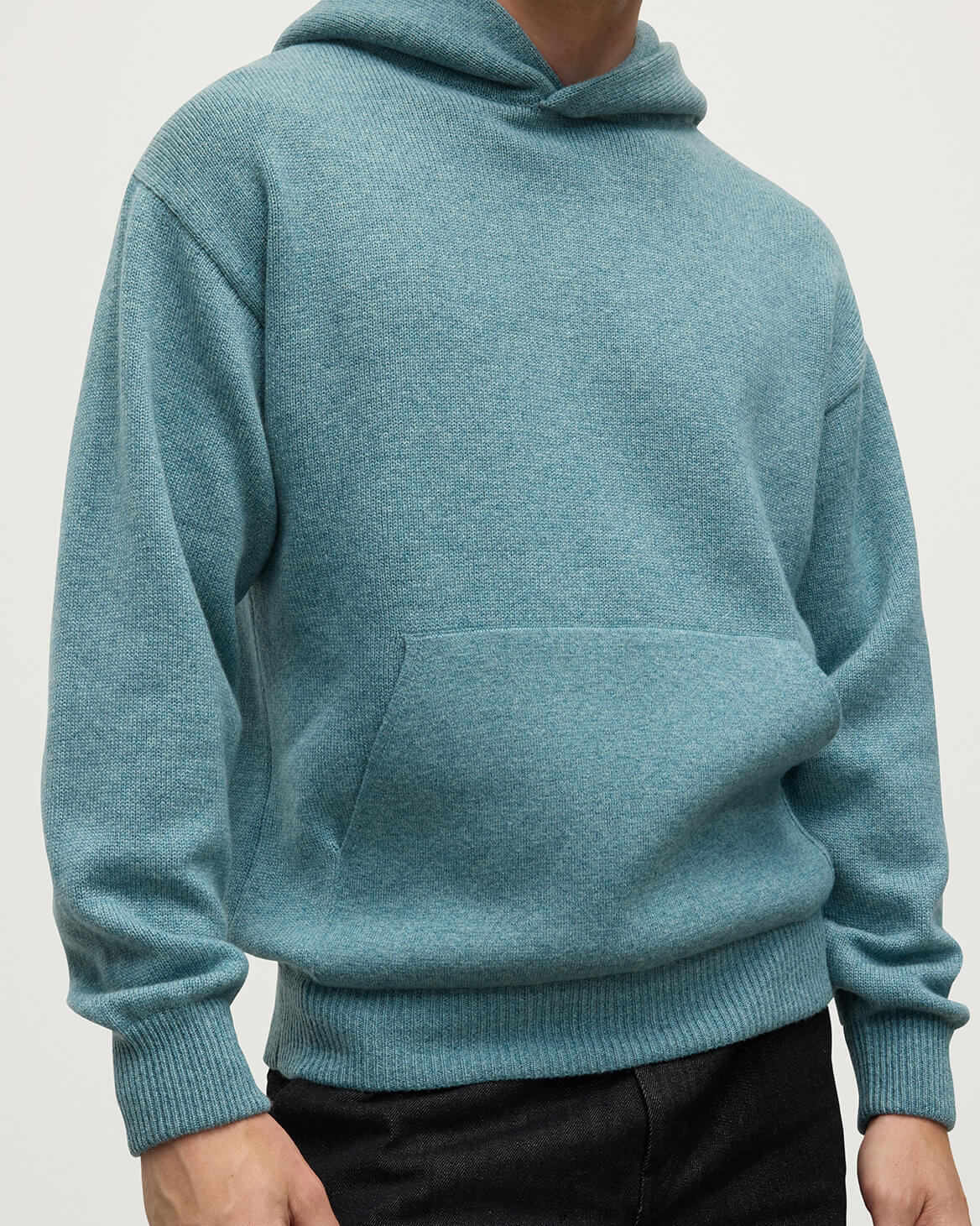 Johnstons of Elgin men's green cashmere hoodie KAA05271HA0308