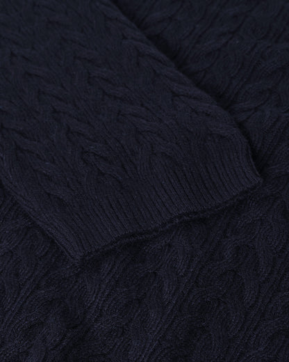 Johnstons of Elgin AW25 Women's Knitwear Dark Navy Gauzy Cable Cashmere Slouch Sweater KAA05282SD7286