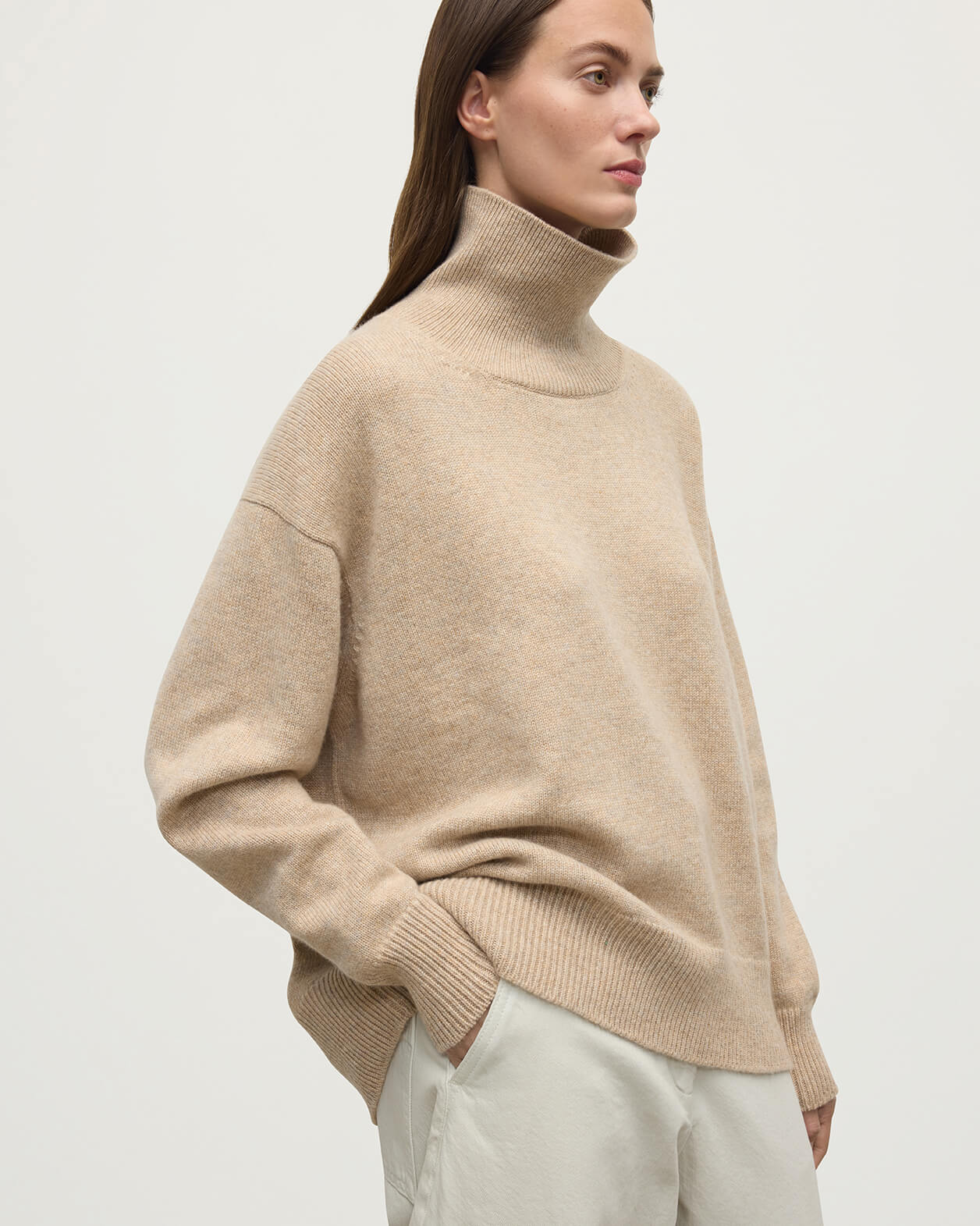 Cashmere Natural Roll Neck Jumper - Main Image