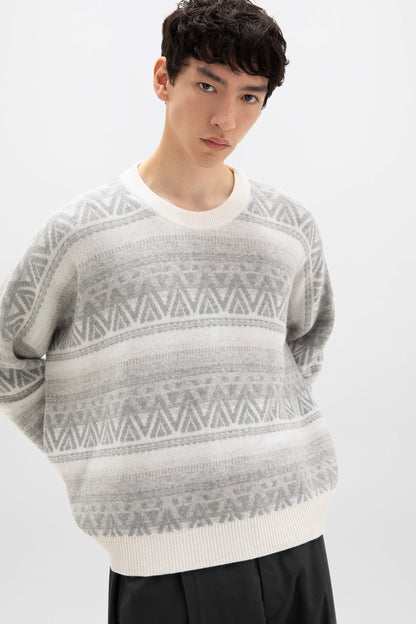 Johnstons of Elgin AW24 Unisex Knitwear Luna Unisex Oversized Graphic Cashmere Sweater KAA05309Q24547